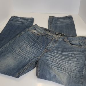 Black low rise slim straigt distressed jeans 36/34